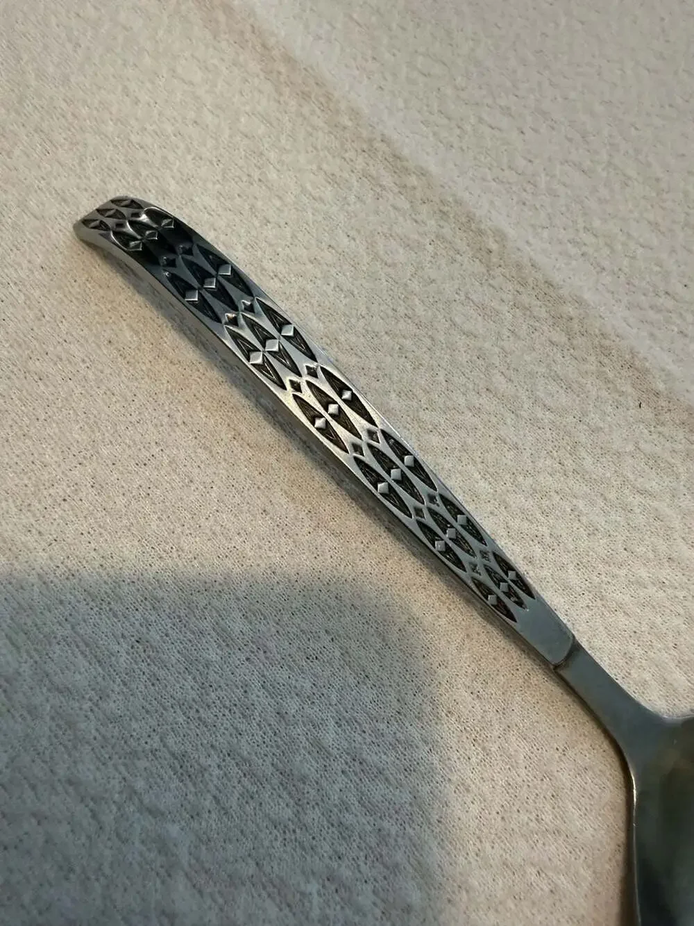 Vintage Stanley Roberts Stainless Japan Gravy Ladle with Diamond Pattern Handle